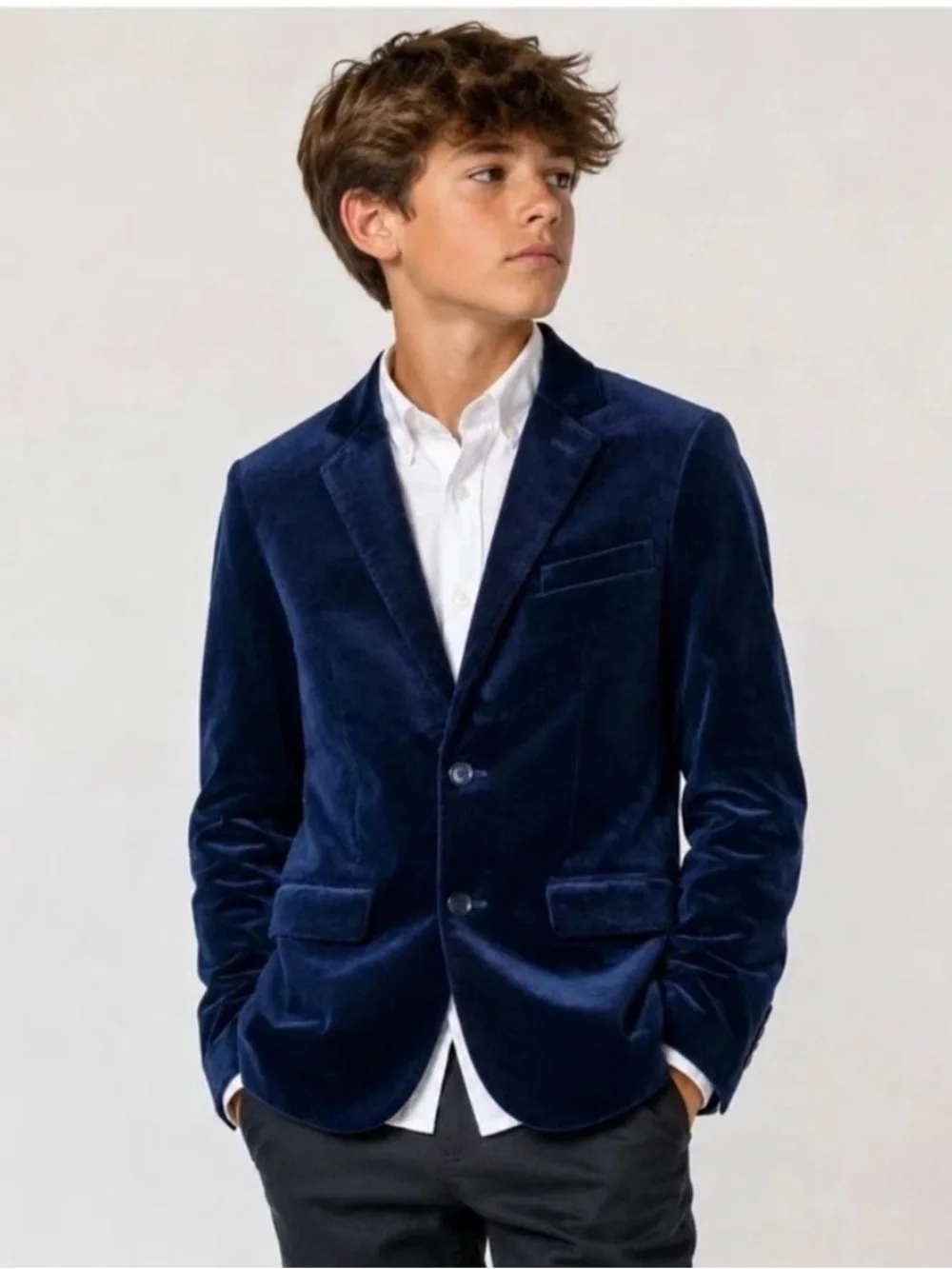 J.Crew Crewcuts Navy Blue Velvet Ludlow Size 8 Sport Jacket Blazer NWT